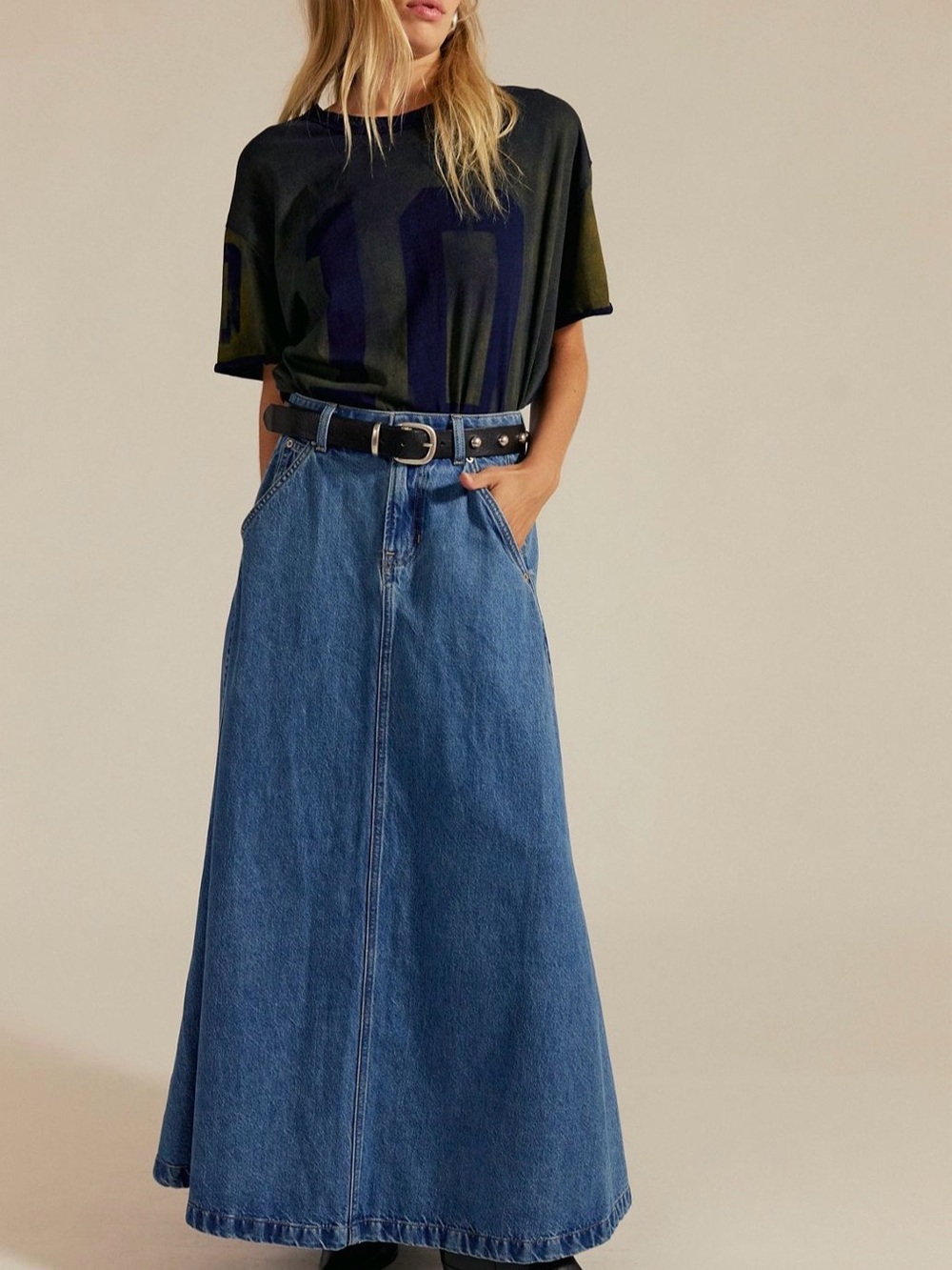 NEW We The Free Sidney denim maxi skirt. SOLD OUT